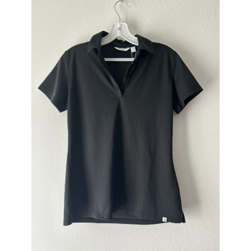 Lady Hagen Women's Black Short-Sleeve V-Neck Golf Polo Shirt